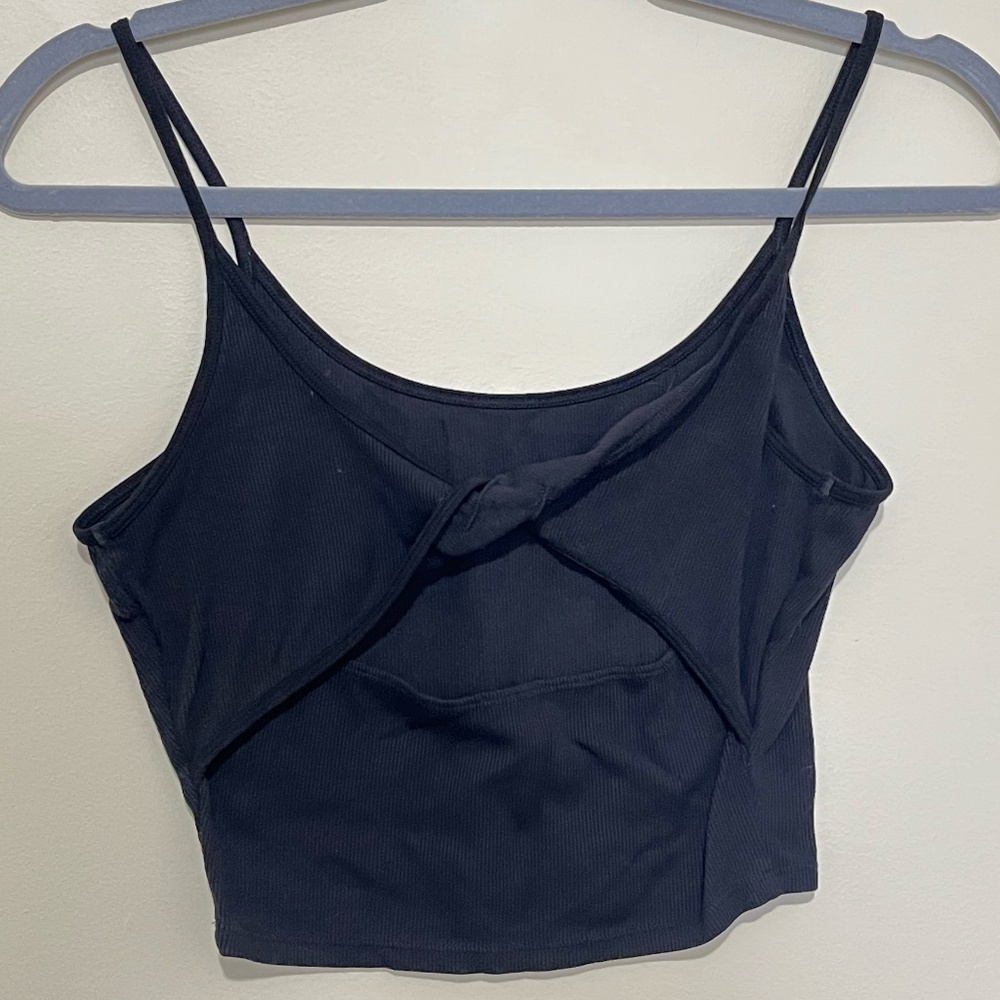 Athleta Ribbed Twist Back Tank Top in Black Size XS